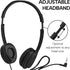 Maeline Bulk Classroom Headphones, On Ear Stereo with Volume Control, 20 Pack, 3.5mm Plug