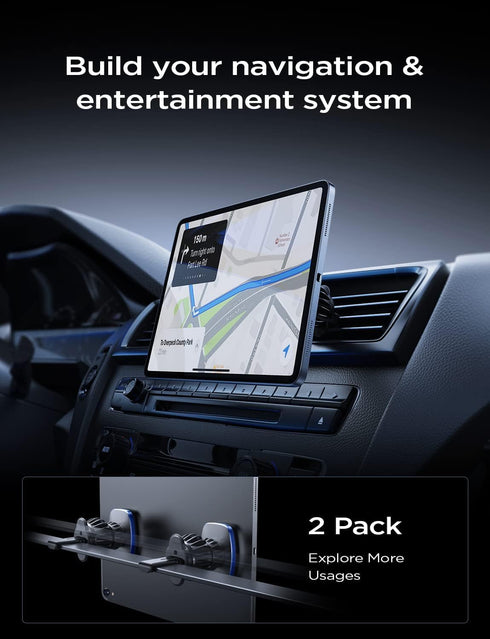 LISEN 2 Pack Magnetic Phone Holder for Car Mount, 6 Military Magnets Vent Cell Phone Holder - Blue