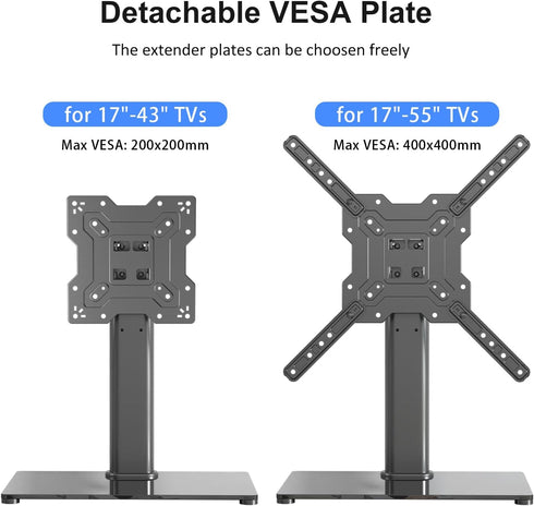 XINLEI 17-55 Inch 88lbs 400x400mm, TS102 Universal TV Stand Base, Table Top TV Stand for LCD/LED TVs, Height Adjustable