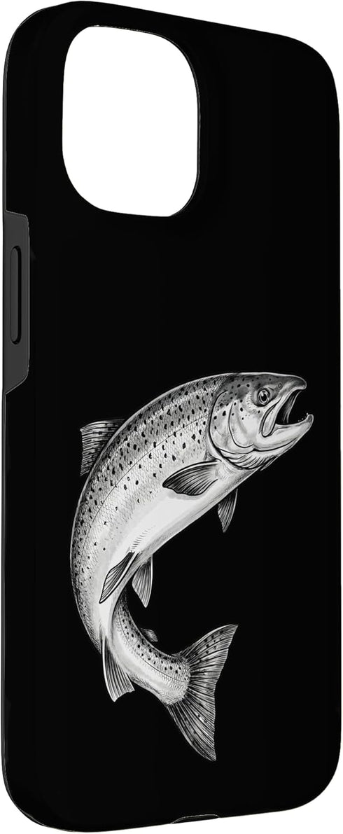 Salmon Fish Angler Fisherman Art 15 Vintage Salmon Fish Fishing Fisherman Angler Black and White Case for iPhone