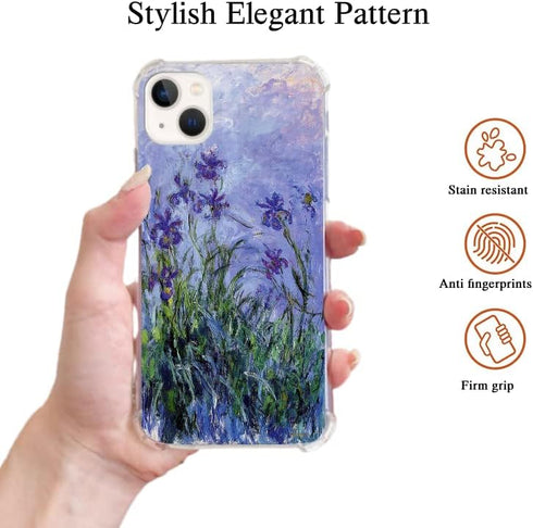 Iconic Painting Lilac Case Compatible with iPhone 13, Aesthetic Lilac Flower Famous Art Case for Women Men