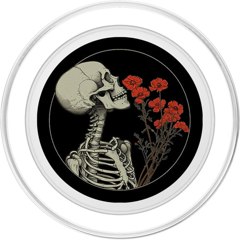 PopSockets PopGrip for MagSafe - Skull Floral Gothic Flowers Bouquet Dark Wildflowers Art