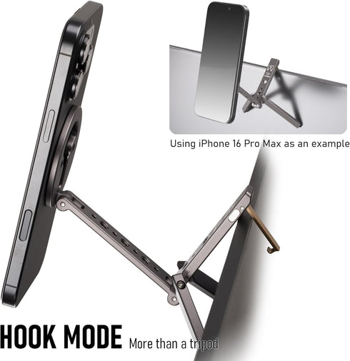 SHINEWEE 20 N52 1/4" 12-17 Ultra-Compact Magnetic Tripod for iPhone | Foldable Hook Design, Magnets, Cold Shoe & Screw