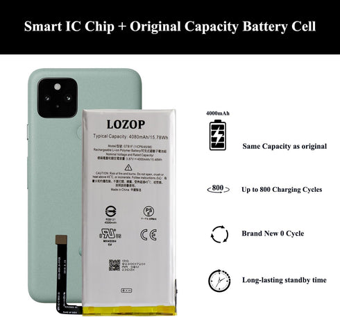 for Google Pixel 5 Battery Replacement Kit, Replacement Battery for Google Pixel 5 Model GD1YQ, GTT9Q with Repair Tools Kit and User Manual