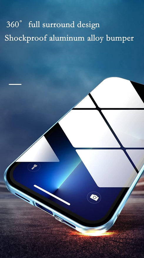 Anti-spy Screen iPhone 13 Pro Max Case, Metal Frame Lock + Magnetic Adsorption Anti-Peeping 360 Full Body Glass Case