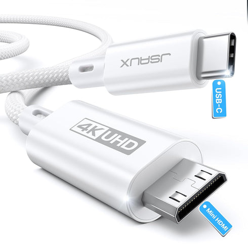 JSAUX USB-C to Mini HDMI Cable, 6.6FT High Speed 4K Cord for Laptop to Portable Monitor, Compatible with Steam Deck