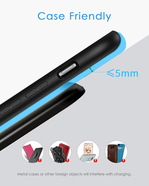 NANAMI Fast Wireless Charger, Qi Certified Charging Stand with QC3.0 Adapter for iPhone 15/14/13/12/SE 2020/11/XS Max,