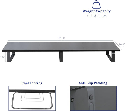 VIVO 39 inch Extra Long Monitor Stand, Wood & Steel Desktop Riser, Dual Screen Organizer for TV, Keyboard, Laptop