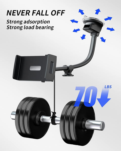Tablet Car Mount Windshield Dashboard, Suction Cup Gooseneck Holder for 7-12.4 Inch Tablet/iPad/Samsung