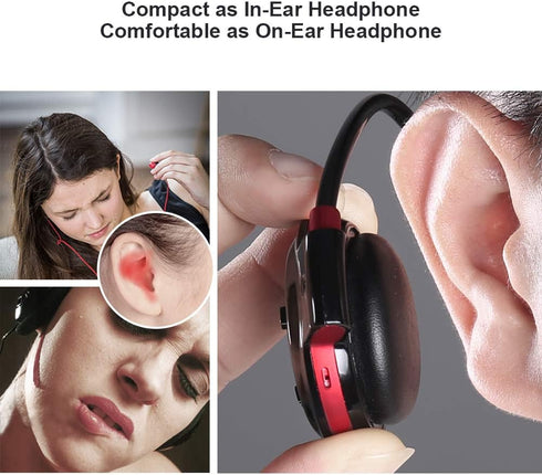 Cootree Wireless Headphone Sports Headset, Built-in Microphone, Bluetooth Behind The Head, Foldable, Black/Red