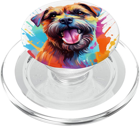 Border Terrier Portrait Colour Artwork PopSockets MagSafe PopGrip for iPhone