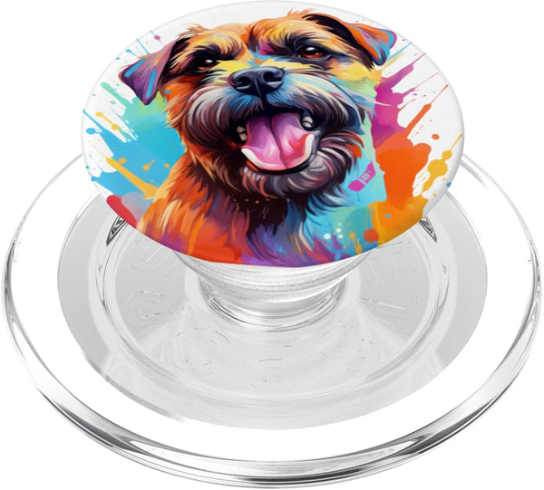 Border Terrier Portrait Colour Artwork PopSockets MagSafe PopGrip for iPhone