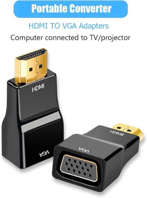 HDMI to VGA Adapter Converter, 1080P Male to Female Cord for Computer, Laptop, Monitor, Projector