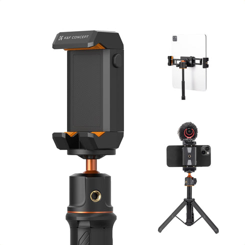 K&F Concept iPad and Cellphone Tripod Mount Adapter Holder for iPhone 15/14/13/12 Pro Max, Adjustable Clamp