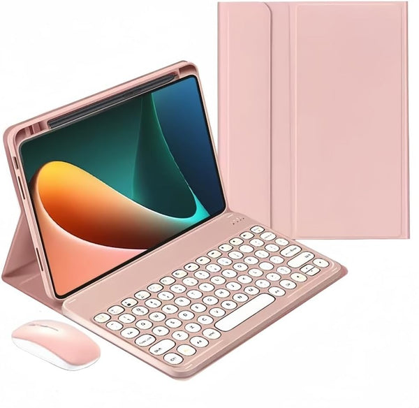 Keyboard Case for 2022 iPad 10.9-inch 10th Generation with Bluetooth Mouse, Detachable Candy Color Keyboard, Pink