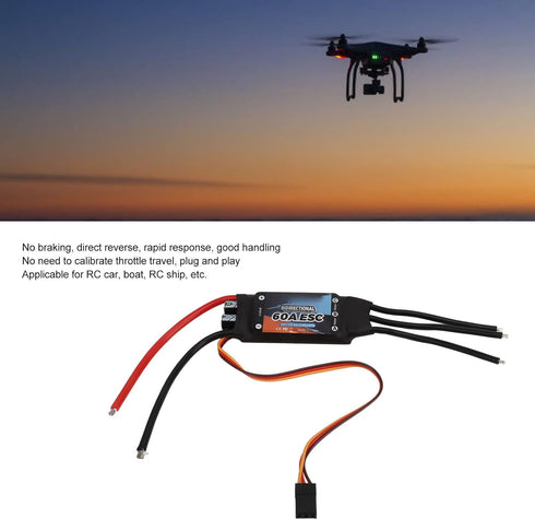 Generic 60A 5V 3A Bidirectional Brushless ESC, Full Power Testing, Responsive Handling for RC Car, Boat, Ship with BEC