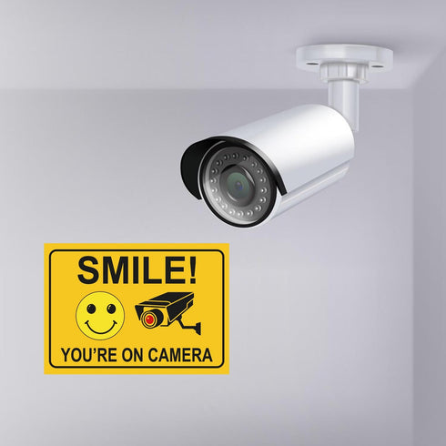 Giftideaworkshop 4 10 7 Inch Smile You're on Camera Stickers for Home, X Self-Adhesive Vinyl Decal, Video Surveillance