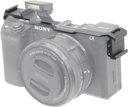 Dual Cold Shoe Adapter Relocation Plate, Easy Hood Microphone Extension Cold Shoe Mount Bracket for Sony Alpha A6400