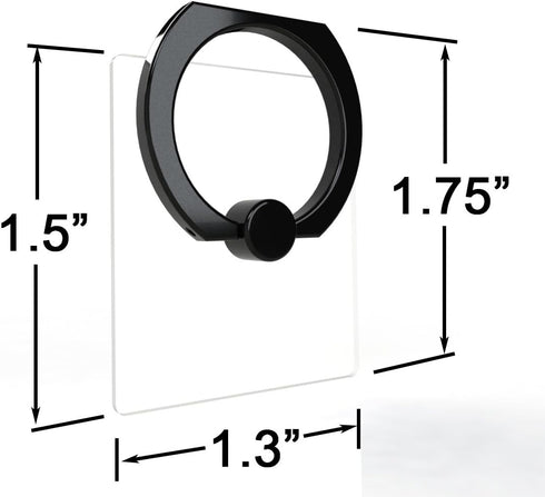 Transparent Phone Ring Holder Grip - 360 Degree Free Rotation, Clear Cell Phone Finger Ring Kick-Stand for iPhone and