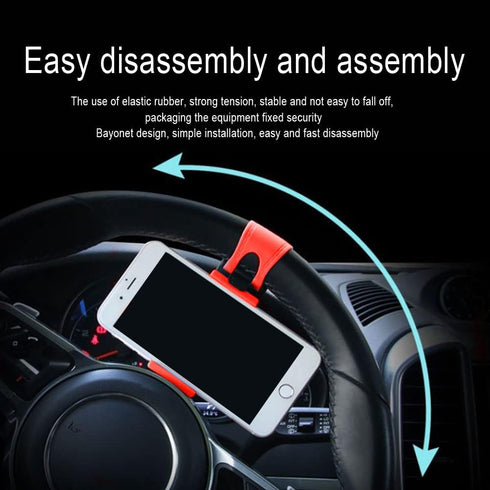 HAOBO Car Steering Wheel Phone Mount, Portable Electronic Device Holder, Compatible with iPhone and Samsung