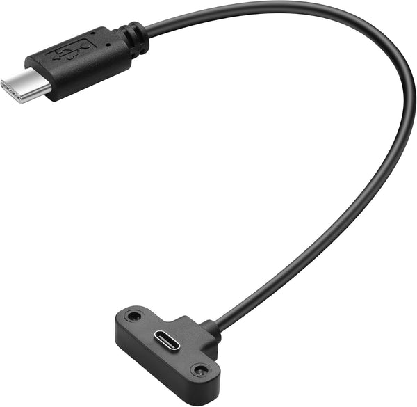 USB 2.0 Type C Panel Mount Adapter Cable, 90 Degree Angle USB C Male to Female Extension, 1ft/30cm