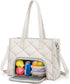 ZOMFELT Lunch Tote Bag for Women, Puffer Laptop Lunch Bag, Quilted Large
