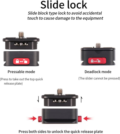 Quick Release Plate Kit QR Plate Camera Mount Adapter, Quick Release System with 1/4 Inch Screw for DSLR/Cameras/Tripod/Monopod/Slider/Handheld Gimbal/Stabilizer