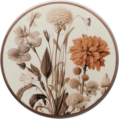 Boho Aesthetic Minimalist Floral Art Cream Light Brown PopSockets Standard PopGrip