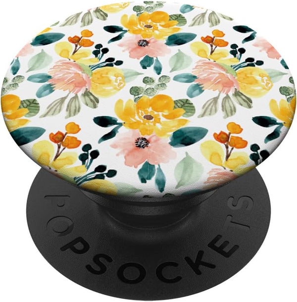 Yellow Rose Pink Floral Orange Flower Design for Women Girls PopSockets Standard PopGrip