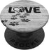 PopSockets Standard PopGrip Black pattern Dog Paw print tracks heart love On Gray look