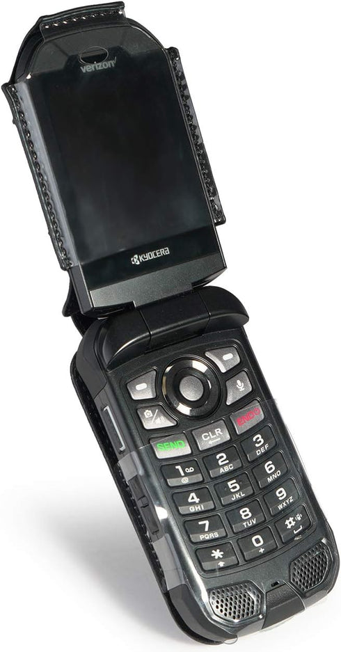 Nakedcellphone Fitted Series Case for Kyocera DuraXV Extreme, DuraXE Epic, DuraXA Equip - Black Vegan Leather