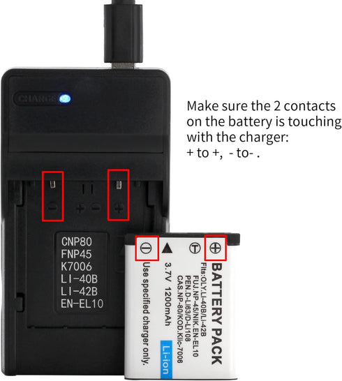 LI-40B USB Charger - For Olympus D-720, FE-230, FE-340, FE-280, Stylus 710, 790SW, 770SW, 7010, 760, 720SW, and More