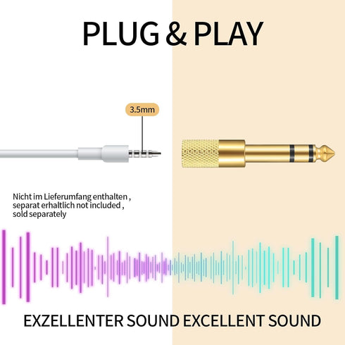 4 Pcs 6.35mm (1/4 inch) Male to 3.5mm (1/8 inch) Female Stereo Headphone Adapters, Gold-Plated Audio Jack Plug