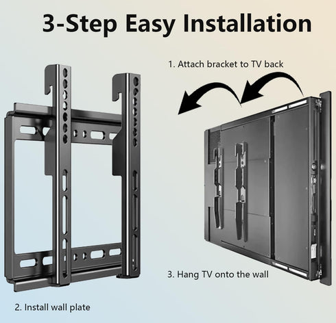 TV Wall Mount Brackets, Low Profile Fixed for 14 to 43 Inch LED, LCD TVs, Universal Mount Fits 8" Wood Studs