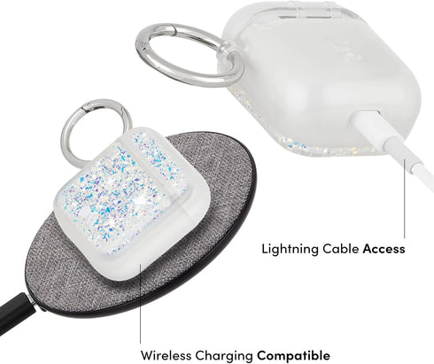 Case-Mate Soft Silicone Protective AirPod Case Cover with Keychain Ring, Compatible with AirPods Series 1 & 2, Twinkle