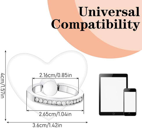 HJZHII 4PCS Setting 360 180 Transparent Phone Ring Holder, Adjustable Diamond Phone Case Ring Holder Grip Degree