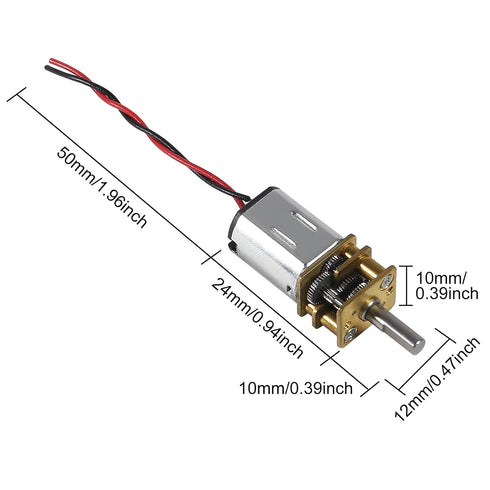 DWEII 4Pcs N20 3V-6V Mini Micro Gear Motor DC Slow Speed Full Metal Gearbox DIY Robot Car DIY Engine Toys