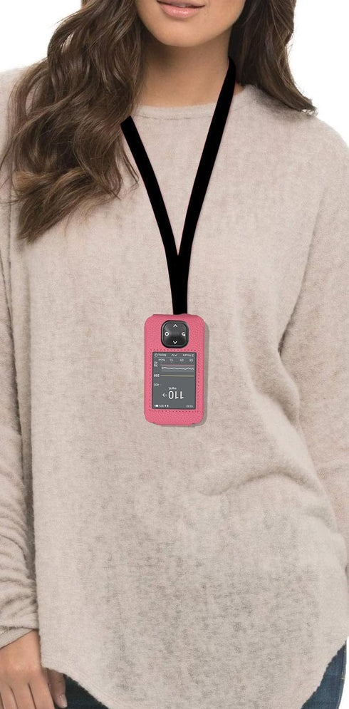 Fitted Leather Case with Screen Protector for Dexcom G7/G6 Receiver, Lanyard Included, Pink