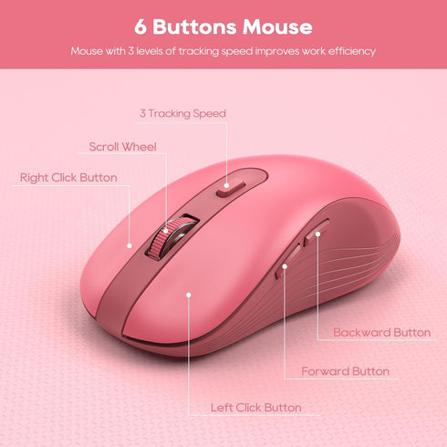 Wireless Keyboard and Mouse Combo, Retro Round Keycaps, Cute Full-Size Typewriter Keyboard with Phone Holder, 2.4GHz