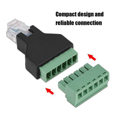 PUSOKEI RJ12 6P6C Male to 6 Pin Wired Screw Terminal Connector Adapter, 1Pcs Ethernet Screw Terminal Block