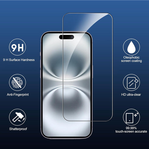 SIBEITU 3 Pack Screen Protector for iPhone 16 Plus, 6.7 Inch HD Clear Tempered Glass with Camera Lens Protector