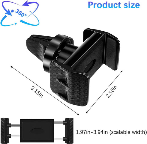TNAIYH 360 Car Vent Phone Holder, Rotation Hands-Free Stable Vehicle Air Vent Clip Cellphone Stand, Automotive Interior