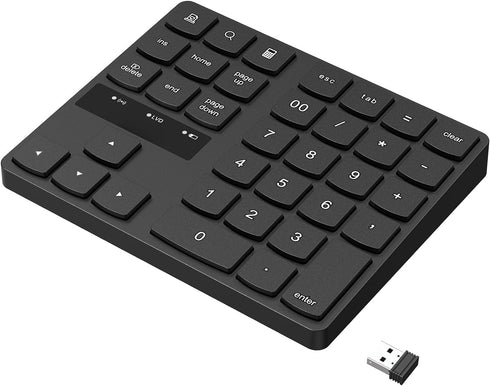 RaceGT Wireless Number Pad, Numeric Keypad Ultra-Silent Rechargeable 2.4G 35 Keys for Laptop,Desktop,PC,