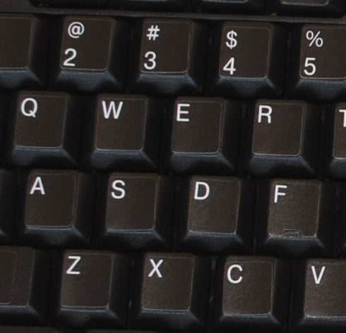 English US Non Transparent Keyboard Stickers, Black Background, 11x13mm