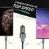 Rapid USB C Car Charger, Compatible for Samsung Galaxy S24/S23/S22/S21/Note 20/Ultra/10/Plus/9/8/S20/S10+/S10e/S9/S8/A50/A70, Quick Charge 3.0 Dual USB 18W Fast Car Charger+ Type C Cable 3.3ft