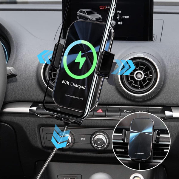 Car Phone Holder for Audi A3 S3 RS3 8V 2020-2014 - Phone Mount with 15W Fast Charging, Auto-Clamping Wireless Charger