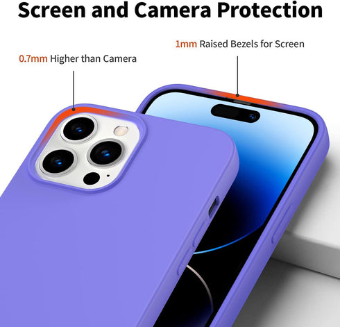 Designed for iPhone 14 Pro Max Case, Silicone Ultra Slim Shockproof Phone Case with Soft Anti-Scratch Lining, Purple