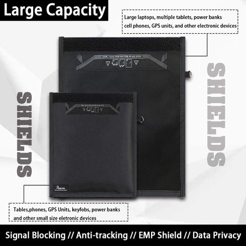 Farday Bag, Signal Isolation Bag - Shield Your Phone/iPad from Hacking, Tracking, EM Protection - 13.8"X17.7"