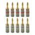 Nakamichi Ultimate Series 24K Gold Plated Beryllium Red Copper Banana Plug, 12-18 AWG Gauge Size, 4mm Connector, 10 Pcs