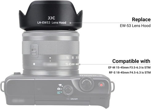 Reversible Lens Hood for Canon EF-M 15-45mm and RF-S 18-45mm Lens on EOS R100 R50 R10 R7 M50 M6 Mark II